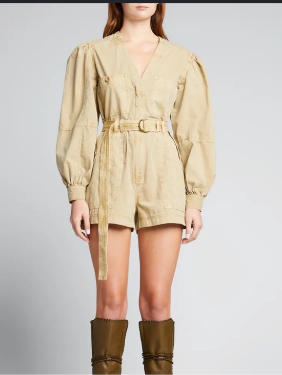 Ulla Johnson Pants - Ulla Johnson Khaki Belted Cotton Romper